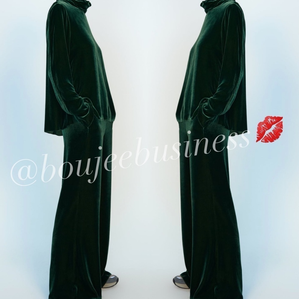 ZARA BNWT Velvet Top + Wide Leg Pants 2pc Coord Set